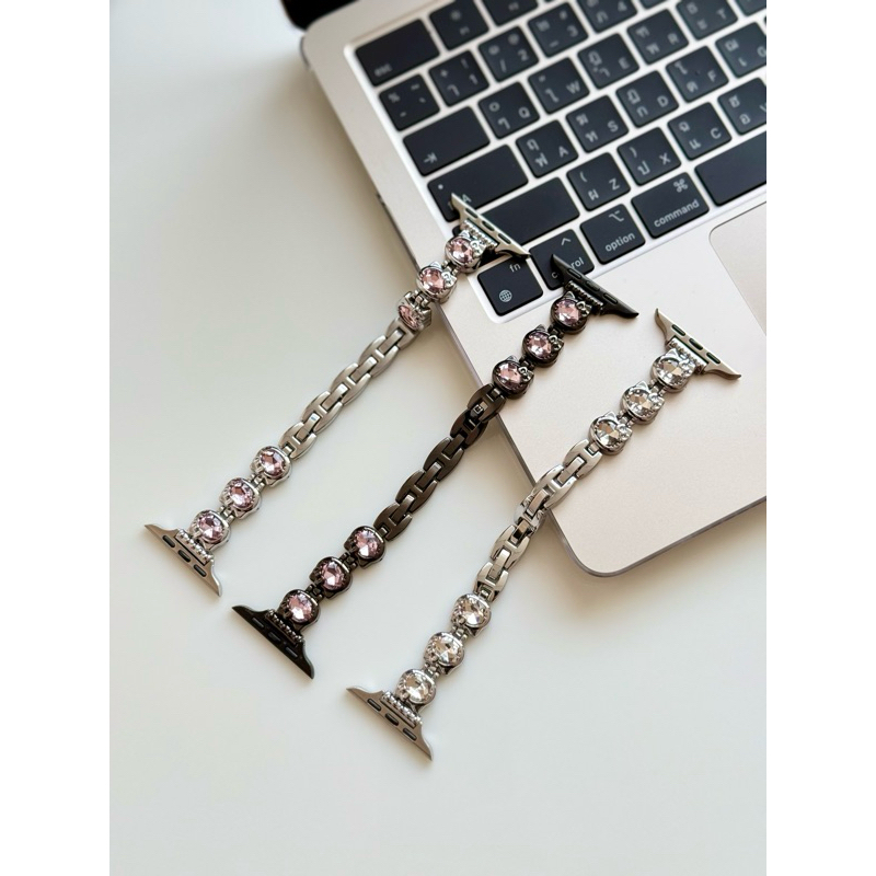 ZMZ-สายนาฬิกา Smartwatch สายสแตนเลส KT ประดับเพชร ขนาด 38/40/41/(S10)42mm 42/44/45/46/49mm