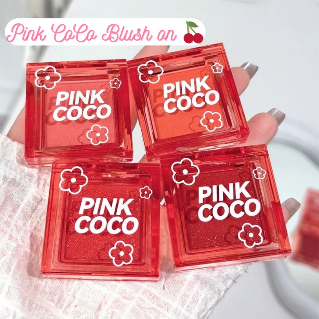 Pink CoCo Blush On บลัชออนผสมกลิตเตอร์สุดละมุน ปัดแล้วฟุ้ง เม็ดสีชัด สีสวย ติดทนนาน เกลี่ยง่าย ไม่เป็นคราบ ขนาด 2.5g