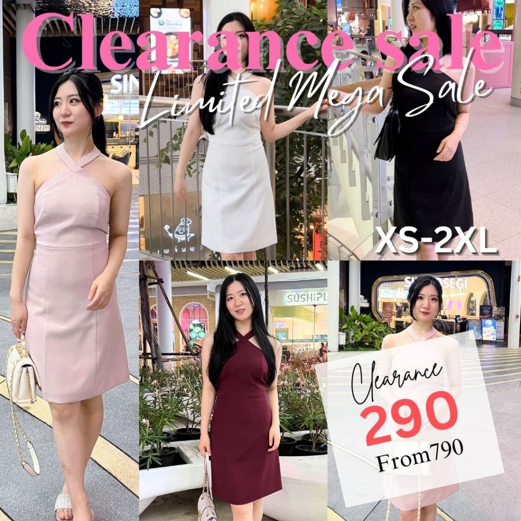 Clearance Sale 70-80% - PNK035 Mila Dress ชุดเดรส คอไขว้ ผูกโบว์ ดีไซน์มินิมอลแต่เรียบหรู