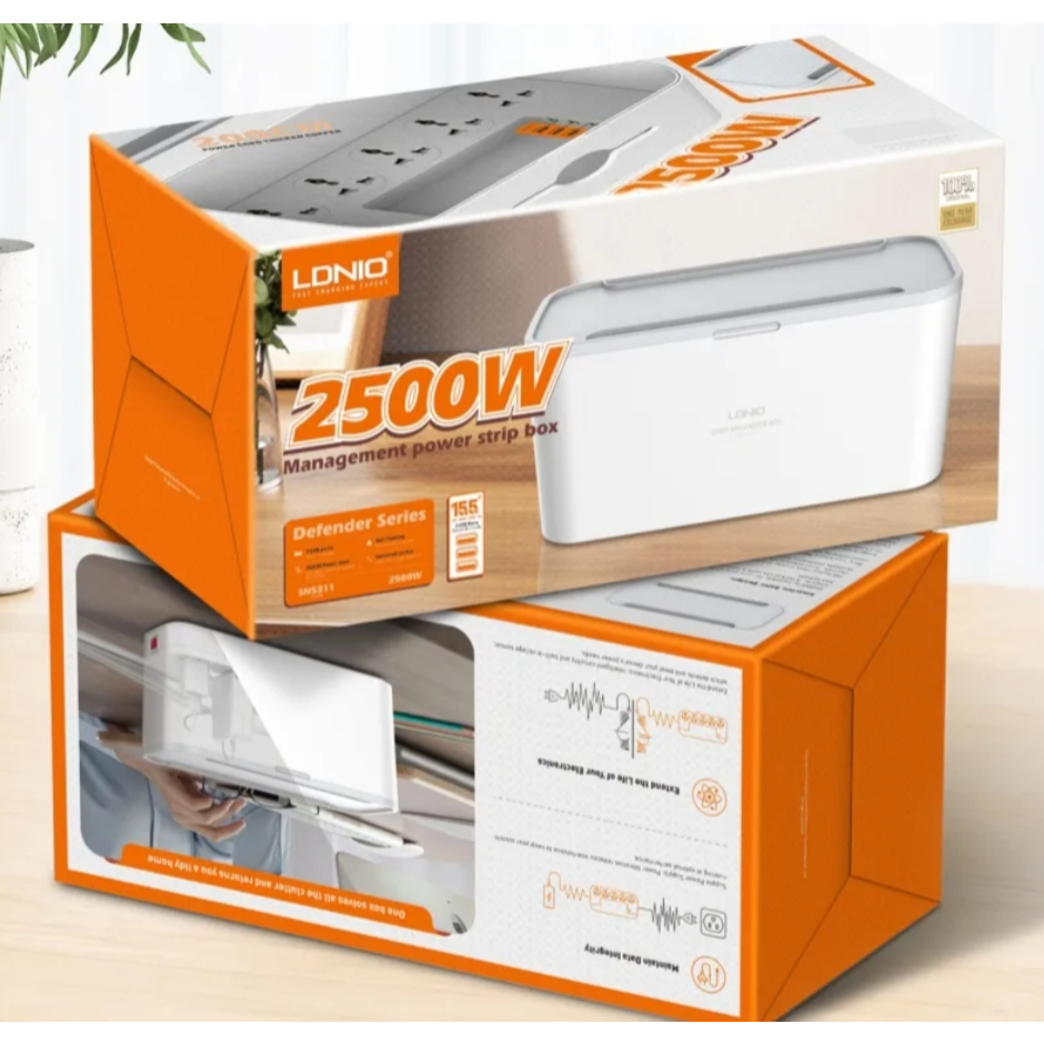 LDNIOปลั๊กพ่วงปลั๊กไฟ กล่องปลั๊กไฟป้องกันไม่ให้เด็กถูกไฟฟ้าดูดSocket 3 USB 5 outlet 2500Wสายยาว 2 เม