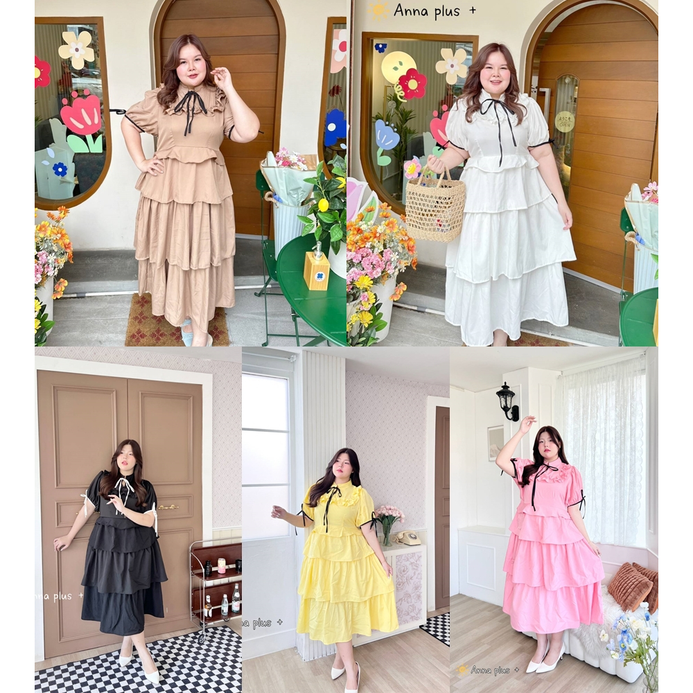 เดรสสาวอวบ ดีไซน์คอปกแต่งสายผูกโบว์สีดำเก๋ๆ น่ารักสุดๆใส่ไปคาเฟ่ ถ่ายรูปชิวๆ ใส่ได้ทุกโอกาส แนะนำเลยจร้า พลัสไซส์ AN