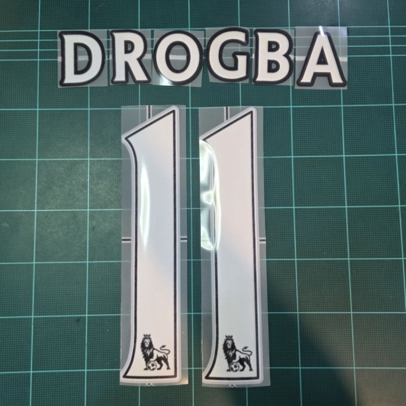ชื่อเบอร์กำมะหยี่ DROGBA 11 ติดเสื้อปี 2007-13 สีขาว