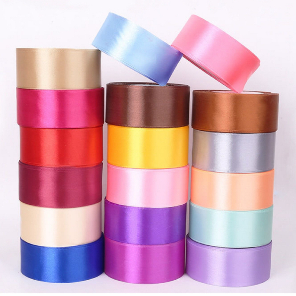 CBB 4 ซม.ริบบิ้นผ้าซาติน ด้านเดียว 4cm ( 22 เมตร/ม้วน) ริบบิ้นตกแต่ง ของขวัญคริสต์มาส แฮนด์เมด