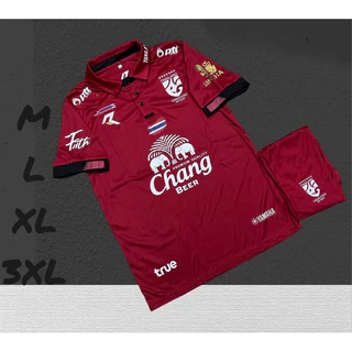 ชุดกีฬาผู้ใหญ่เป็นชุดเสื้อกางเกงปักโลโก้ทีมชาติไทยผ้าโพลีเอสเตอร์นิ่มลื่นใส่สบายระบายอากาศได้ดี