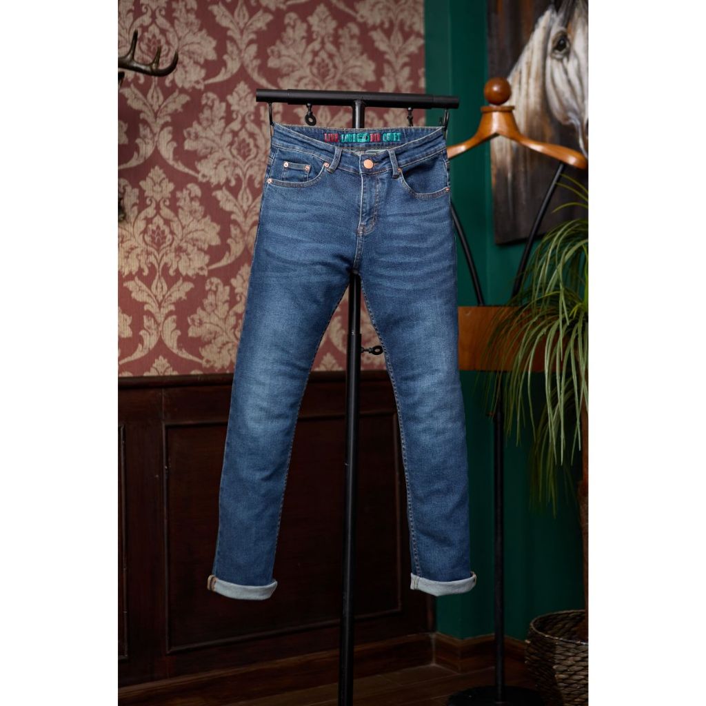 กางเกงยีนส์ผู้ชาย ทรงกระบอกเล็ก Jack Russel Handwerk J-902 Slim Fit Deep Blue