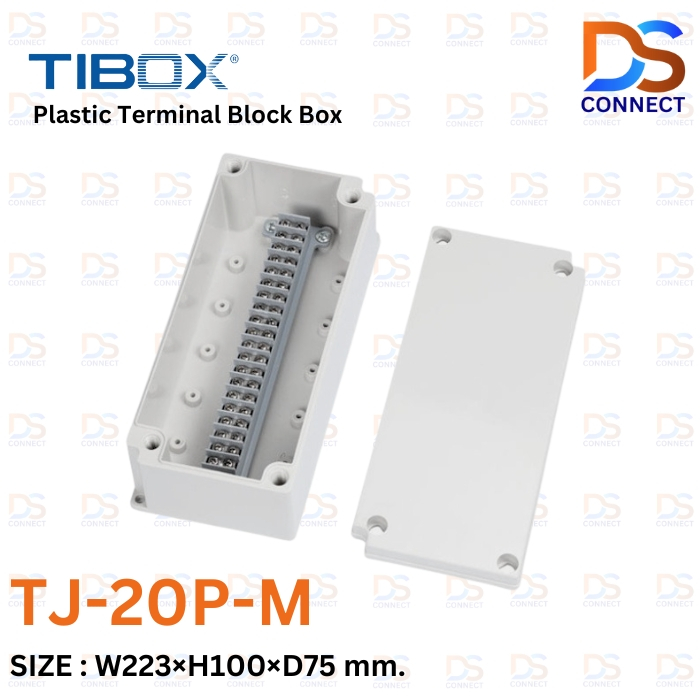 TIBOX TJ-20P-M Plastic Terminal Block Box กล่องพลาสติก พร้อมเทอร์มินอลบล็อก 223x100x75 mm.