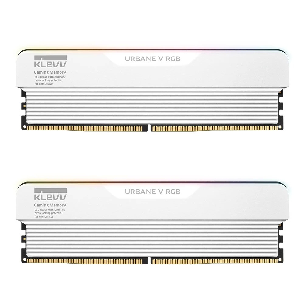 32GB (16GBx2) 6400MHz RAM White KLEVV URBANE V RGB DDR5 Gaming (KD5AGUA80-64A320M)