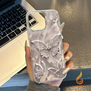 เคสไอโฟน 11 13 เคส Feather Laser Bow Case For iPhone 11 12 13 14 15 Pro X XR XS MAX 7 8 Plus 17 เคสโทรศัพท์ เคสไอโฟนสวยๆ