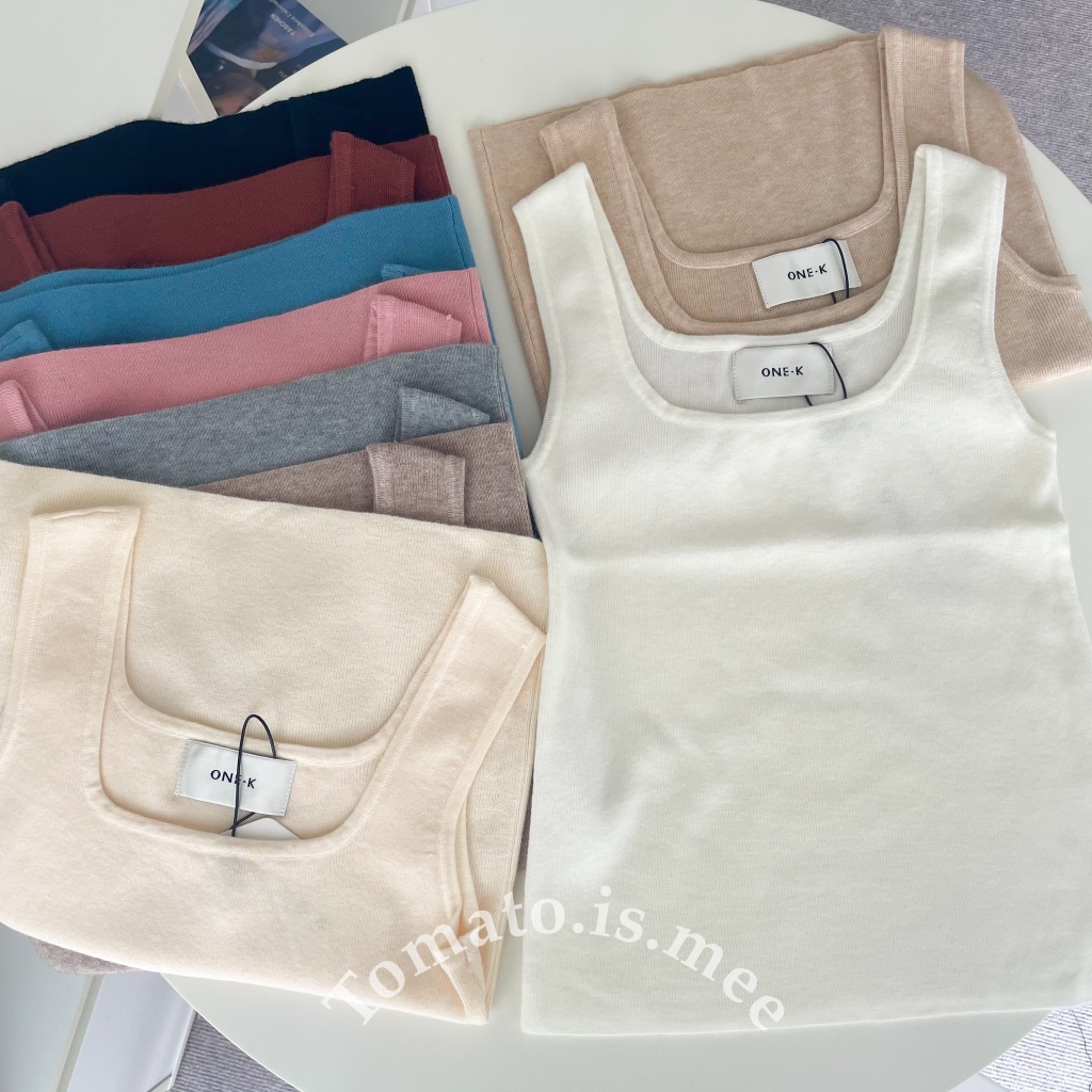 เสื้อกล้ามไหมพรมทรงคอเหลี่ยม ผ้าไหมพรมไม่หนา เนื้อผ้านุ่มใส่สบาย พร้อมส่ง 14 สี !!! (174870)