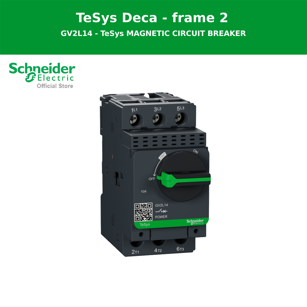 Schneider Electric Motor circuit breaker รุ่น Tesys Deca frame 2,3P,10A,magnetic,rotary handle (GV2L