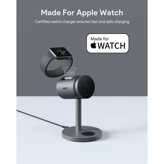 AUKEY แท่นชาร์จไร้สาย Qi2 15W MagFusion 3-in-1 Pro MFI Certified + Active Cooling | LC-MC311A