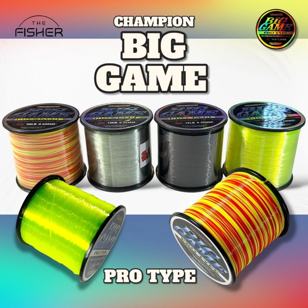 A03 CHAMPION สายเอ็นตกปลา BIG GAME PRO TYPE ขนาด 12-50 ปอนด์ เอ็นเหนียวมาก ทุกสี