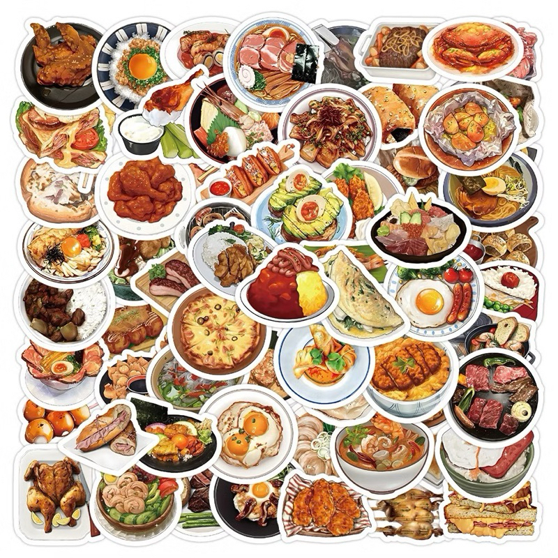 สติ๊กเกอร์ อาหารญี่ปุ่น 🇯🇵 138ราเมน 100ชิ้น ซูชิ sushi แฮมเบอร์เกอร์ ซุป japan food อาหาร ตกแต่ง แต่ง ร้านอาหาร ครัว