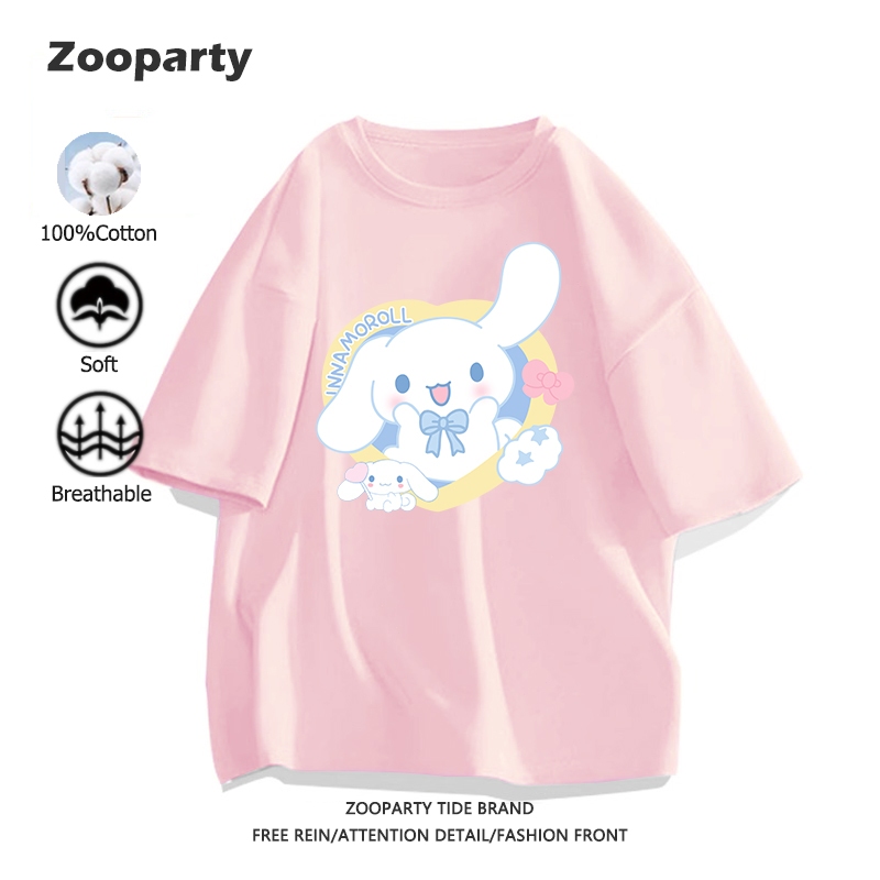 sanrio cinnamoroll เสื้อยืด 100% cotton ลายพิมพ์การ์ตูนน่ารัก เสื้อยืดสตรี สไตล์เกาหลี ฤดูร้อน ใหม่ มี 9 สี พร้อมส่ง