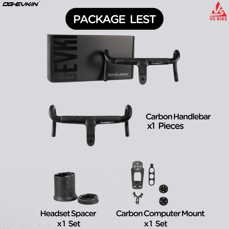 แฮนด์อินทิเกรต OG-EVKIN TURBO AIR AERO Road Bike HANDLEBAR รองรับได้เกือบทุกรุ่น น้ำหนักเพียง 350 กร