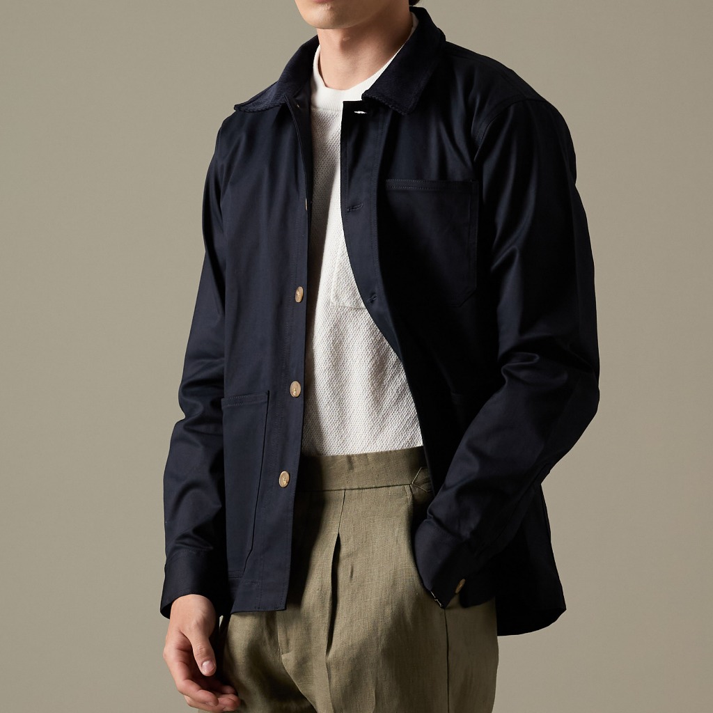 TWENTYSECOND เสื้อแจ็คเก็ตผ้าคอตต้อนทวิล รุ่น Classic Barn Jacket - กรม / Dark Blue