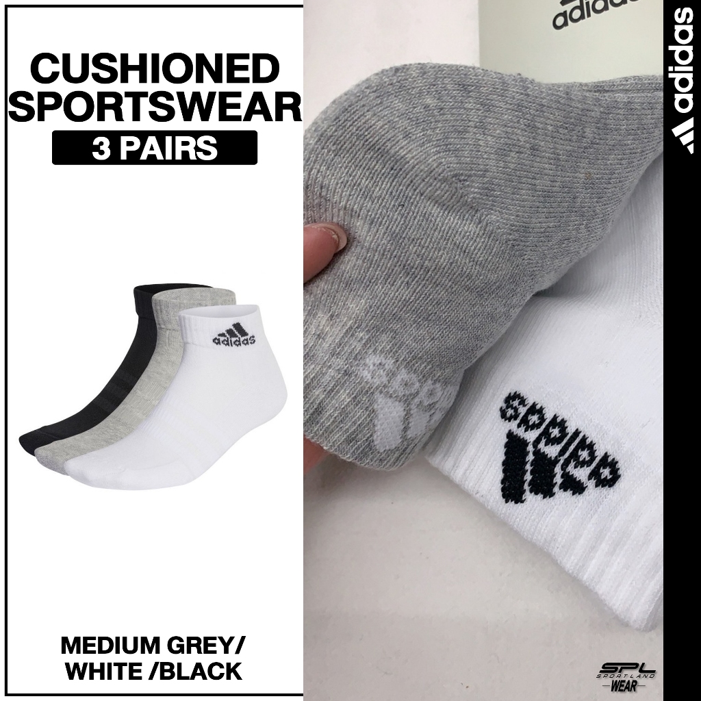 Adidas อาดิดาส ถุงเท้าข้อสั้น Cushioned Sportswear Ankle Socks 3 Pairs IC1281 (500)