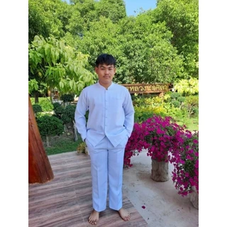 ชุดขาวโอ​โม่​คอจีนชาย​ แขนยาว&สั้น ผ้า​อ๊อก​ฟอร์ด​