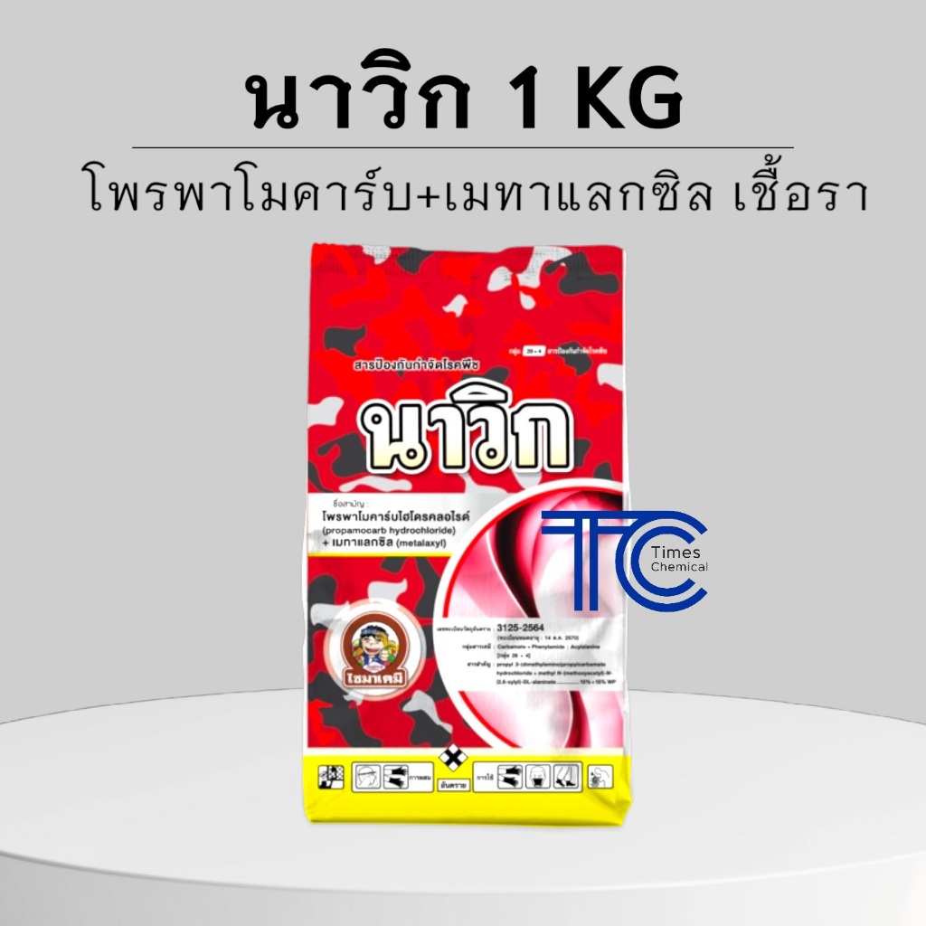 นาวิก 1 กิโลกรัม พรพาโมคาร์บไฮโดรคลอไรด์+ เมทาแลกซิล(10% + 15% WP) ไฟทอป รากเน่า โคนเน่า