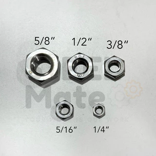 น็อตตัวเมีย สแตนเลส304 เกลียวหุน ขนาด 1/4"-5/8"