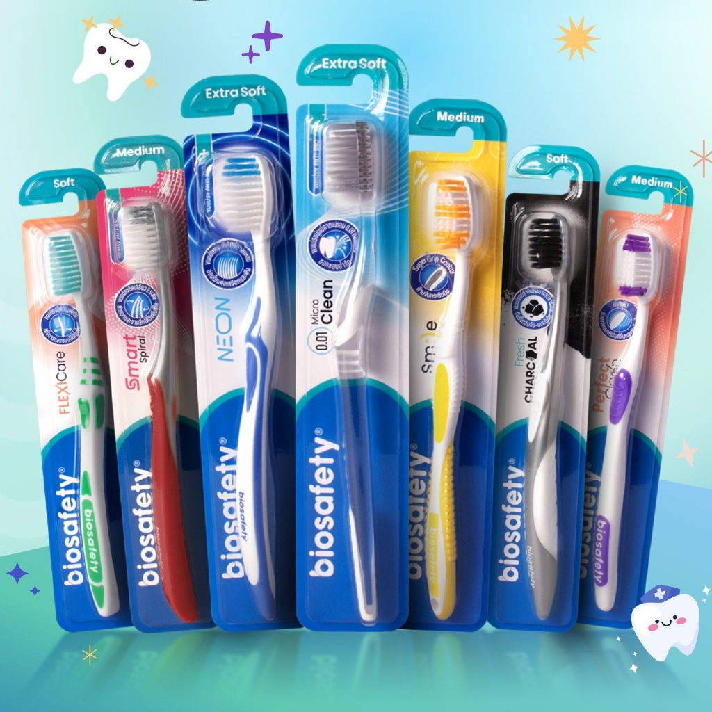 Biosafety Perfect Clean ไบโอเซฟตี้ แปรงสีฟัน รุ่น เพอร์เฟค คลีน 1 ด้าม คละสี