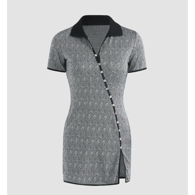 เดรสไหมพรม คอปก กระดุม cider