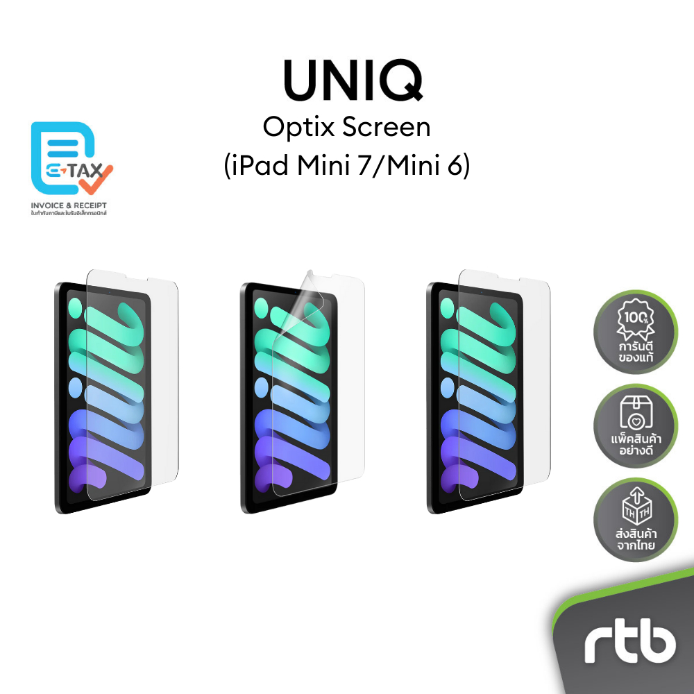 Optix ฟิล์มกระจกกันรอยสำหรับ iPad Mini 7 (2024)/Mini 6 (2021) by RTB