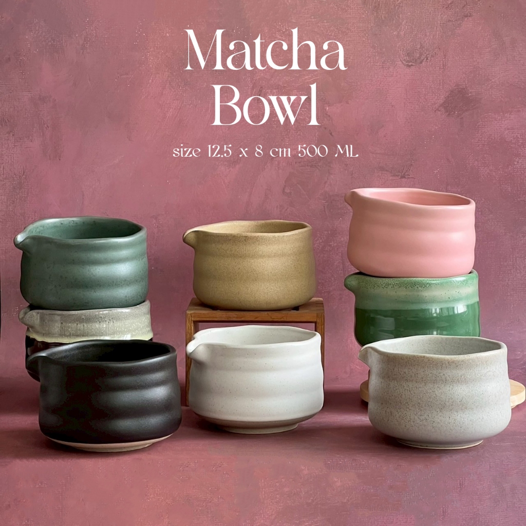 ถ้วยมัทฉะ ถ้วยตีมัทฉะ ถ้วยชงมัทฉะ แบบมีปาก ขนาด 12.5 x 8 cm ความจุ 500 ml Matcha Bowl Chawan - AT1CERAMIC