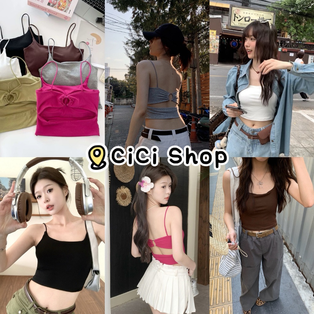 Cicishop(H320) เสื้อสายเดี่ยวมีฟองน้ำในตัว ดีเทลเว้าหลังแซ่บๆตัวแม่ตัวมัม สายแฟชั่นต้องมี