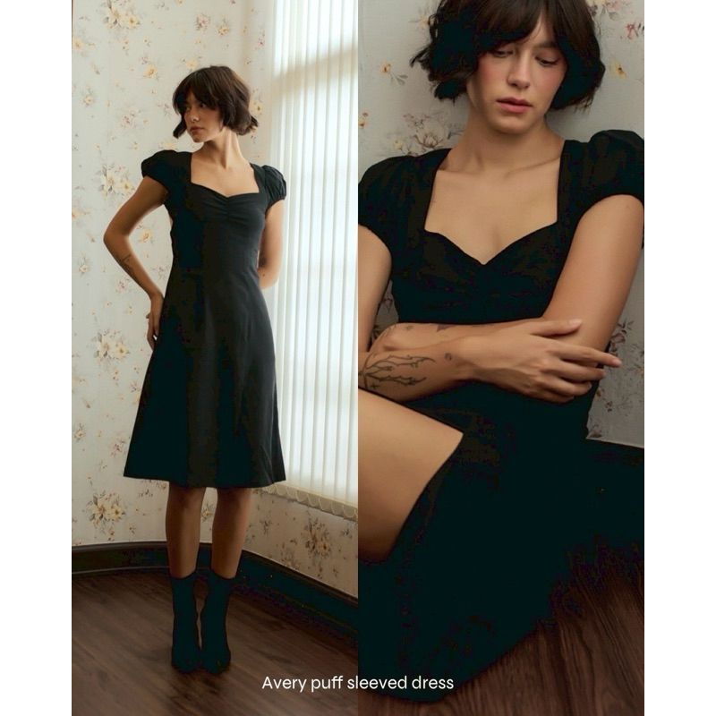 Avery Puffed Sleeve Dress เดรสยาวเปิดหลัง
