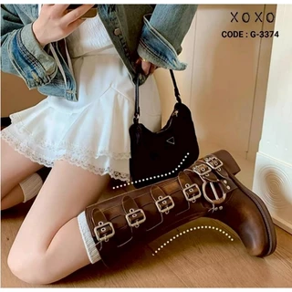 ส่งไว ภายใน 3 ชม.(พร้อมส่ง-ในไทย) -25%ใช้โค้ดลดได้ บูท ติดแกรม เกาหลี เข็มขัด 4 เข็มขัด.