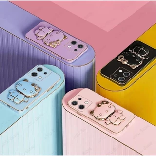 เคส ขาตั้งกระจก สำหรับ Samsung A07 A08 A06 4G 5G A05 A04 A03 คิตตี้ กระจก ขาตั้ง หมุนได้ 360 องศา ฝาหลัง แบบนิ่ม KKK