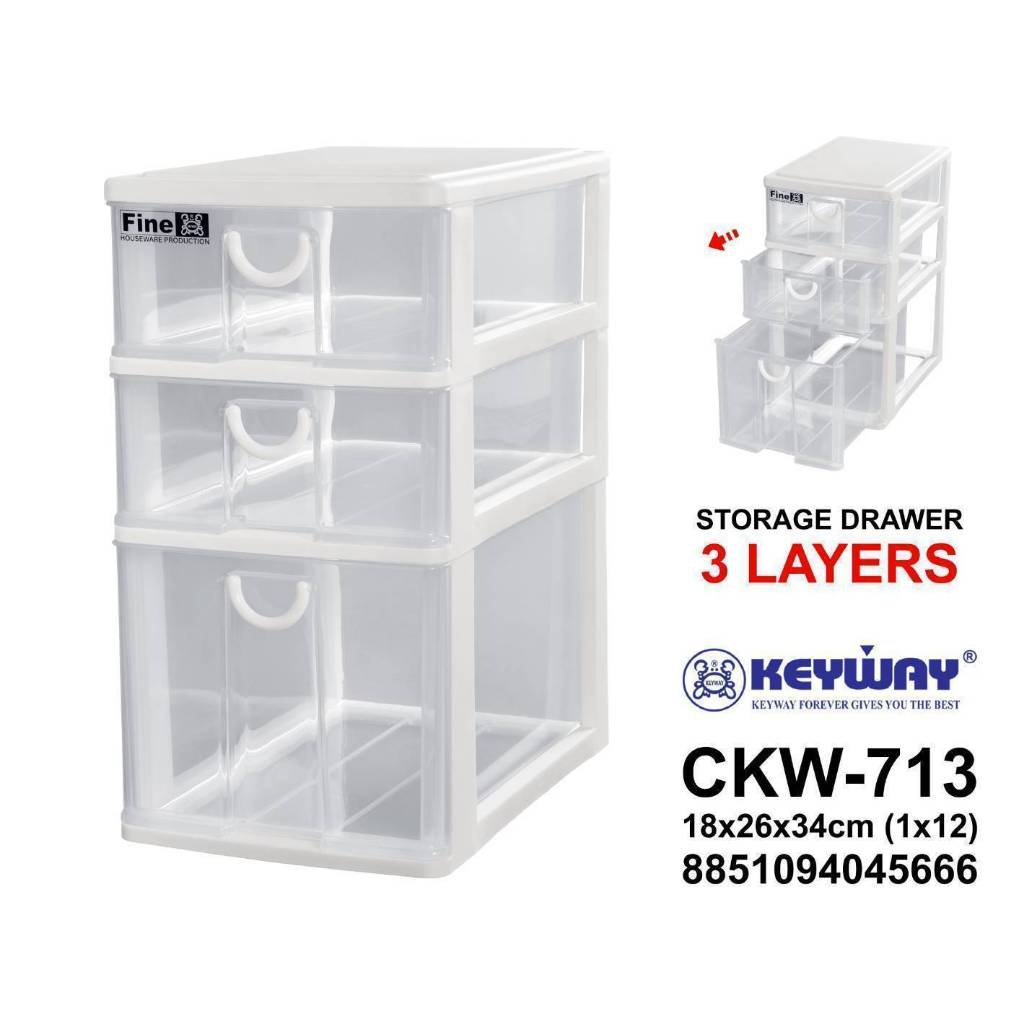 กล่องลิ้นชัก 3 ชั้น 3 ช่อง Keyway รุ่น CKW-613, CKW-713