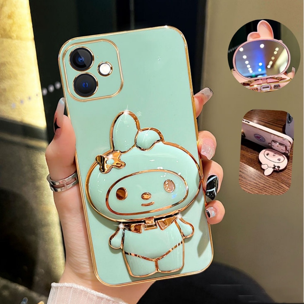 เคส สำหรับ Samsung  A07 A06 4G/5G  A05 A04 A03 เมโลดี้ กระจก ขาตั้ง หมุนได้ 360 องศา ฝาหลัง แบบนิ่ม น่ารัก กันกระแทก