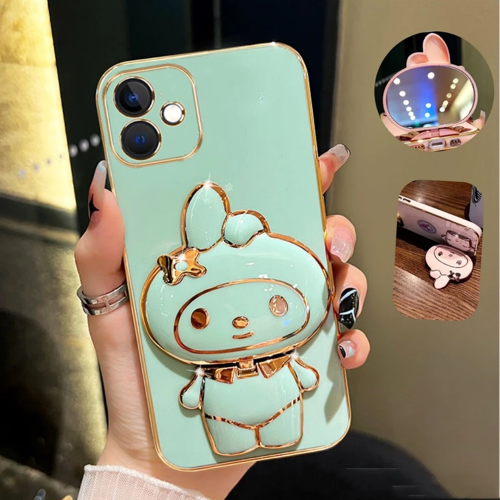เคส สำหรับ Samsung A07 A08 A06 4G/5G A05 A04 A03 เมโลดี้ กระจก ขาตั้ง หมุนได้ 360 องศา ฝาหลัง แบบนิ่ม น่ารัก กันกระแทก