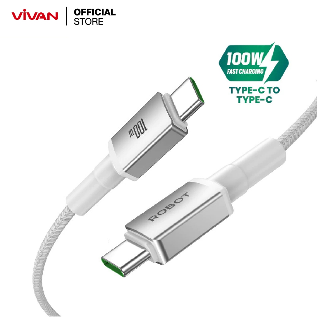 VIVAN [สินค้าใหม่] 100W TYPE-C ยาว120 ซม. สายชาร์จเร็ว ชาร์จแรง ชาร์จไว สายชาร์จ Datacable 2 in 1 ชาร์จเร็วสูงสุด