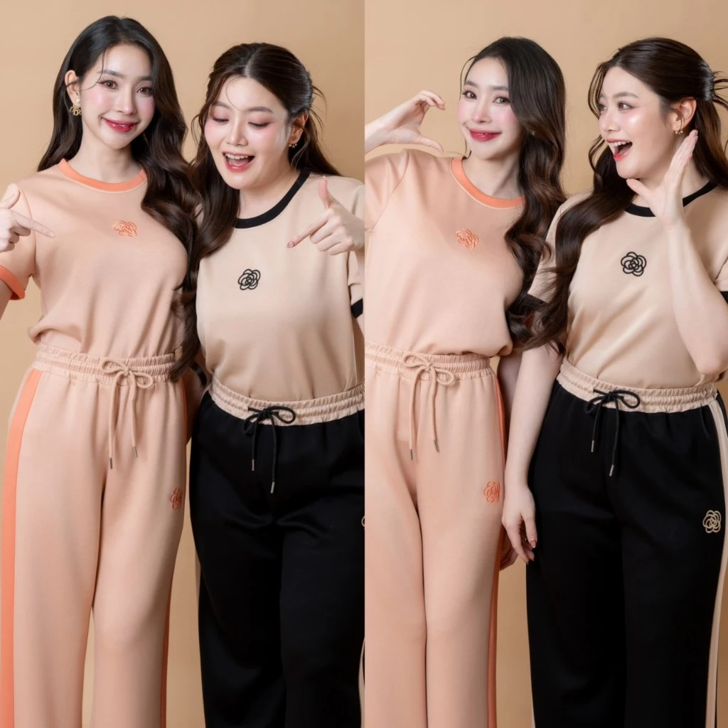Thealner - Camellia mode  AN351  (เซตเสื้อขาวแต่งแถบดำปักดอก กางเกงวอมขายาว) thumbnail 6