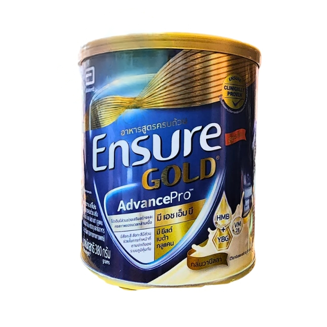 (สูตรใหม่ (เฉพาะวนิลา))Ensure Gold เอนชัวร์ โกลด์  อาหารสูตรครบถ้วน กลิ่นวานิลลาและธัญพืช 380 กรัม