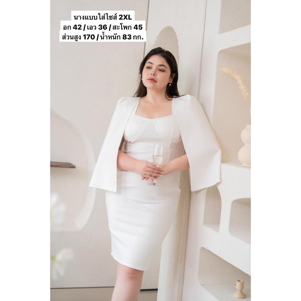 [Issaya Brand]สวยหรูแบบสาว Whizdom Dress เดรสคลุมแขน รหัสQ25 เดรสออกงาน เดรสสีดำ ชุดแฟนนาค เดรสสาวอวบพรางหุ่น เดรสสุภาพ