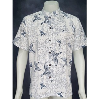 เสื้อผ้าฝ้าย ผ้าพื้นเมือง (ฮาวาย) คอจีน ผ่าหน้า กระดุมกะลา แ…