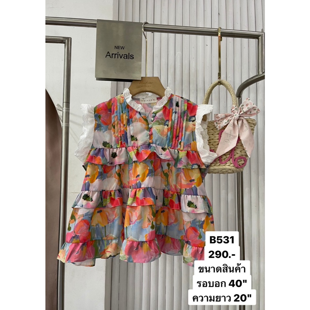 #ป้าย  เสื้อแขนกุดลายดอกสุดน่ารัก รุ่น B531-B535 มาใหม่ล่าสุด! ดีไซน์หวานละมุนด้วยผ้าพิมพ์ลาย