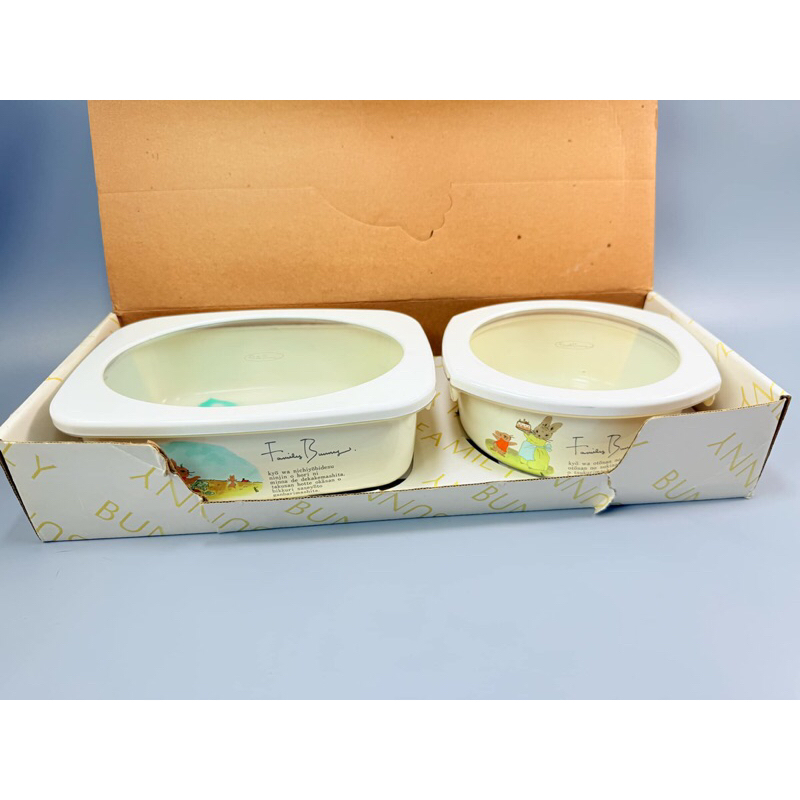 กล่องถนอมอาหารเคลือบอีนาเมล ยี่ห้อ Family Bunny (G69)