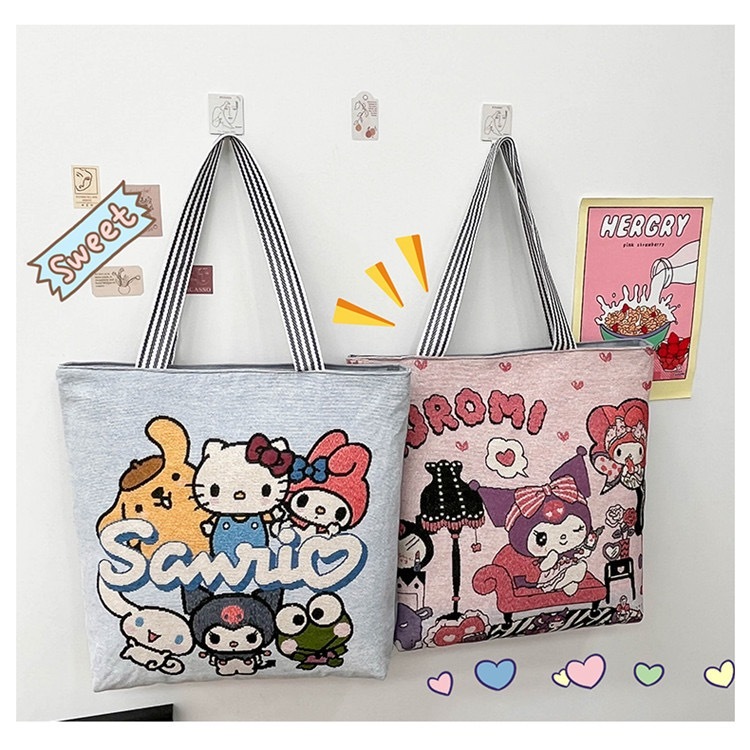 (A185) กระเป๋าผ้าแคนวาส สะพายไหล่ ลายการ์ตูน