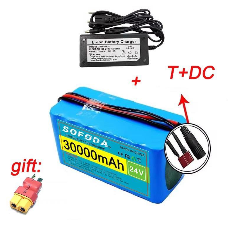 แบตเตอรี่ลิเธียม  24V  30AH/48AH/100AH  แบต 1000W E-bike  29.4V BMS + charger แบตเตอรี่ไอออนแท้ Batt