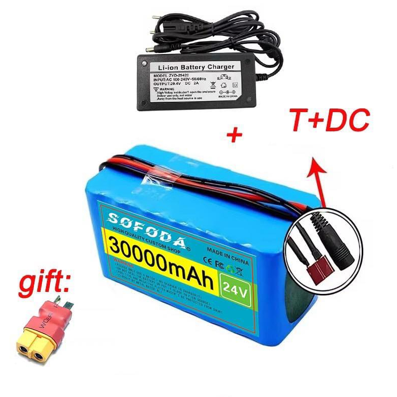 แบตเตอรี่ลิเธียม  24V  30AH/48AH/100AH  แบต 1000W E-bike 29.4V  BMS + charger มอเตอร์ไซค์ไฟฟ้า สกู๊ต