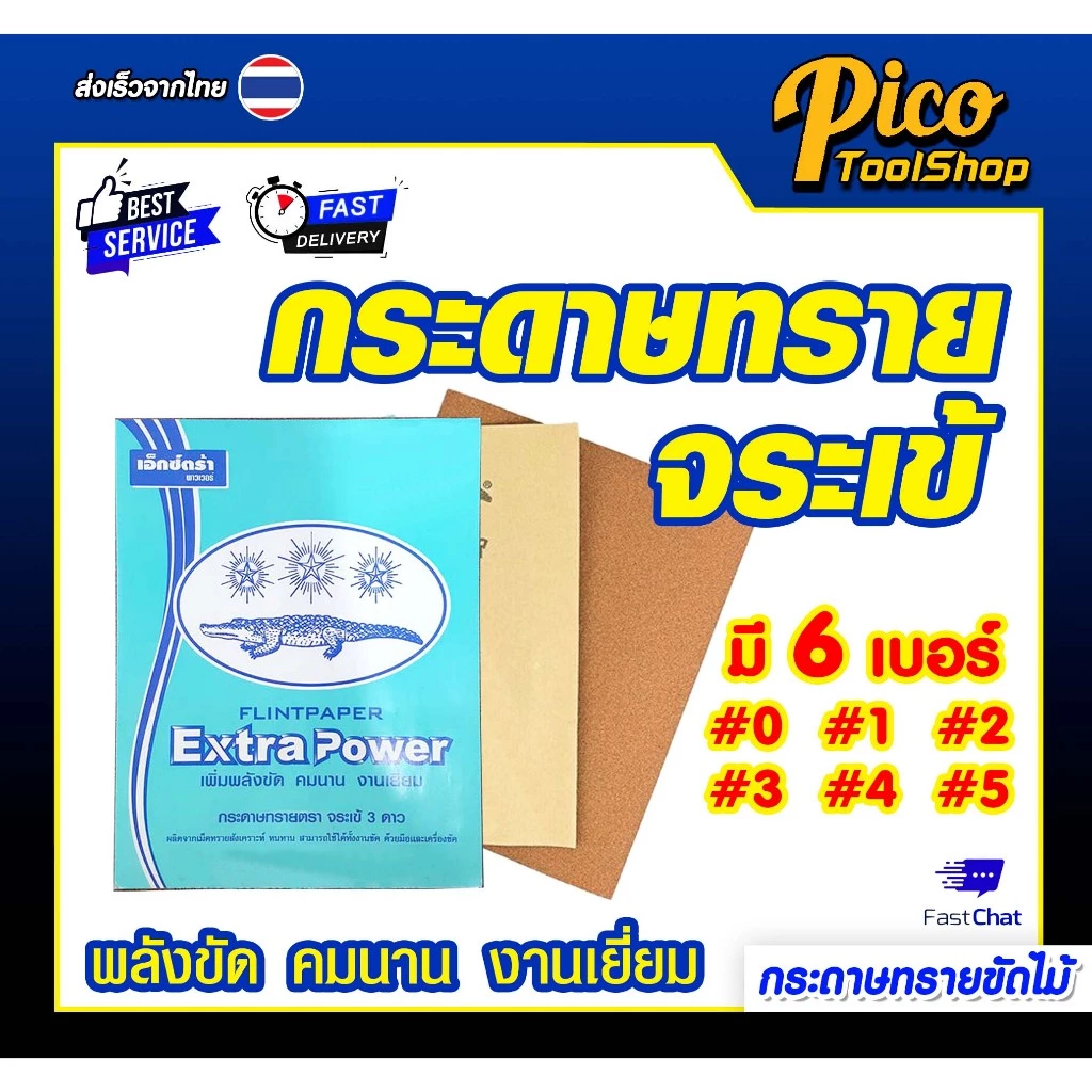 กระดาษทรายขัดไม้ ตราจระเข้ 3 ดาว รุ่น Extra Power 🔥 สินค้าพร้อมส่ง 🔥