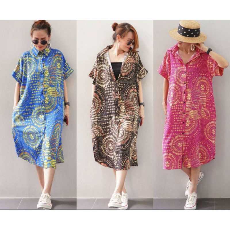 เดรสเชิ้ตทรงโอเวอร์ไซส์ผ้าไหมอิตาลี่