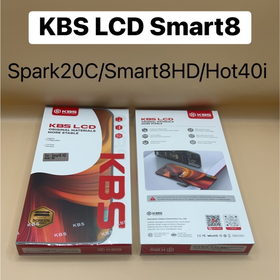 KBS LCD Display หน้าจอ Spark GO 2024 Spark20C Spark20 pop8 Smart8 Smart8HD Hot40i แถมฟรีชุดไขควง