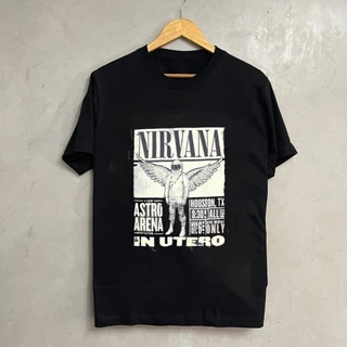 ผู้ชาย เสื้อยืด คอกลมNirvana ระบายอากาศ อเนกประสงค์ อ่อนนุ่ม ใส่สบาย สีดำ สีขาว POPtshirt ขนาด S-5XL