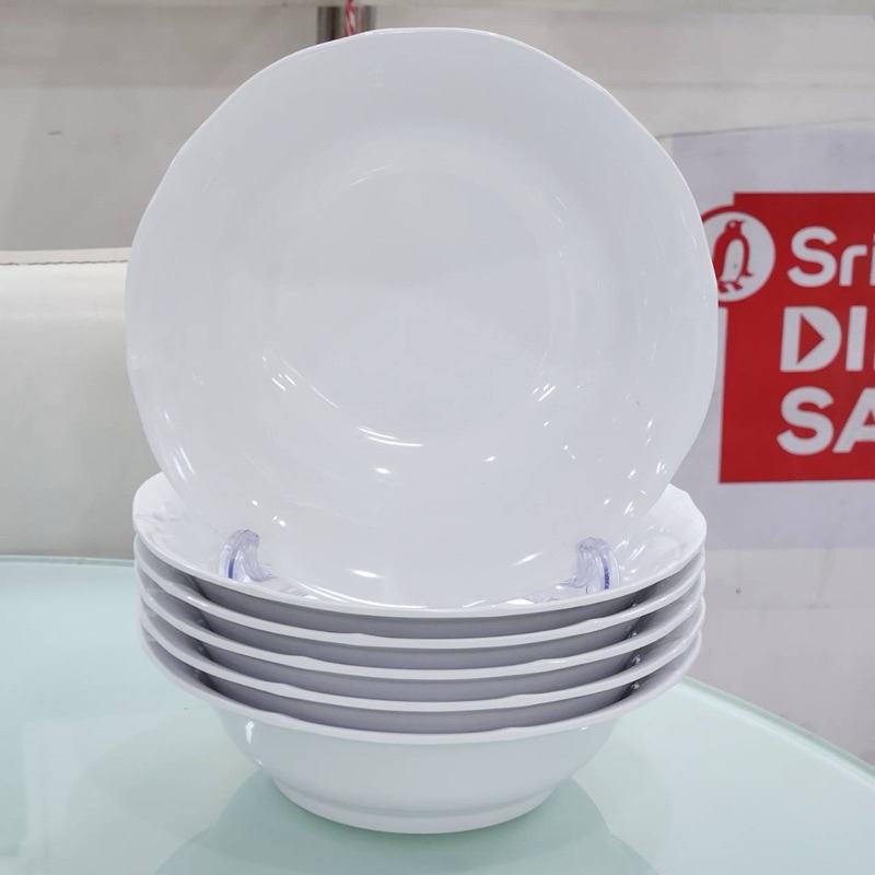 ซุปเปอร์แวร์ ชาม8นิ้ว(6ใบ) สีขาว ทรงคาร์เนชั่น